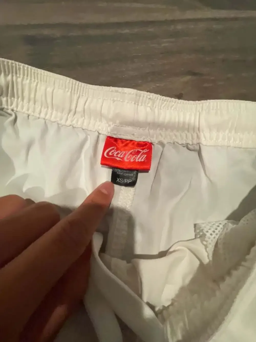 Coca-Cola White Swim Shorts with Tape Logo Detail